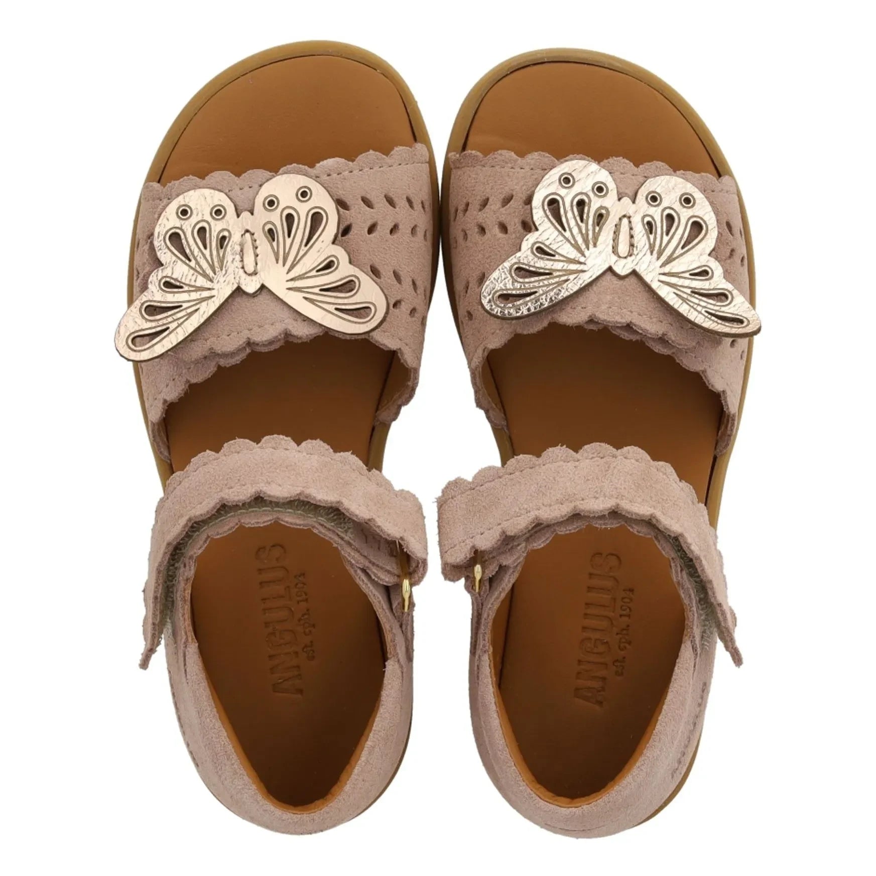 Angulus - Butterfly Suede Sandals | Powder Pink