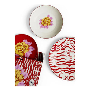 Lisa Corti - Indian Tiger Plate Set - 3-Piece Set | Red