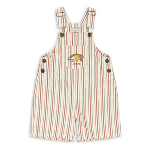 Konges Sløjd - Frankie Striped Organic Cotton Short Dungarees | Beige
