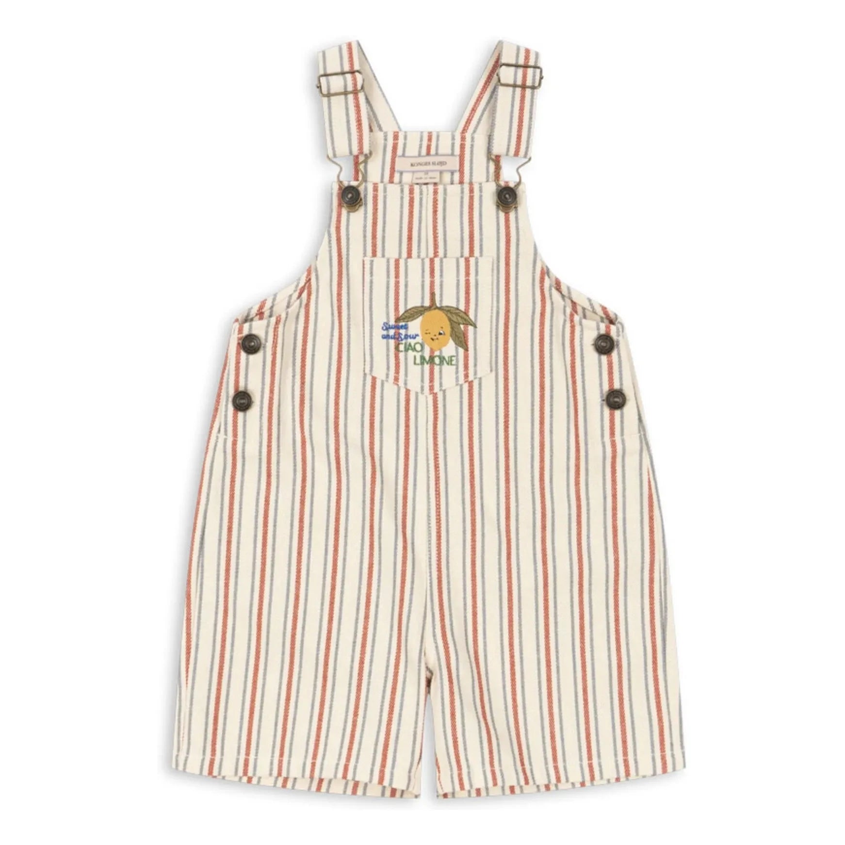 Konges Sløjd - Frankie Striped Organic Cotton Short Dungarees | Beige