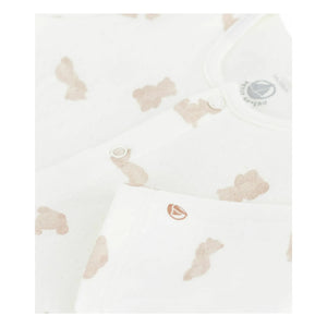 Petit Bateau - Teddy Bear Organic Cotton Pajama | White