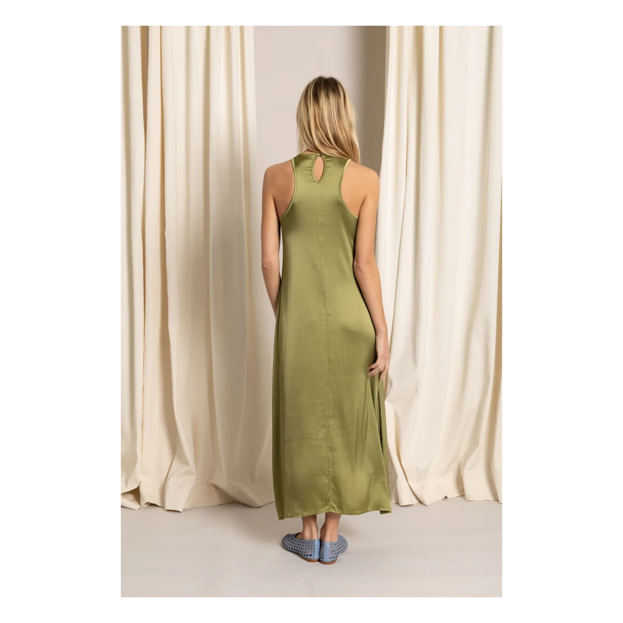 Smallable Woman - Zelie Satin Dress | Anise Green