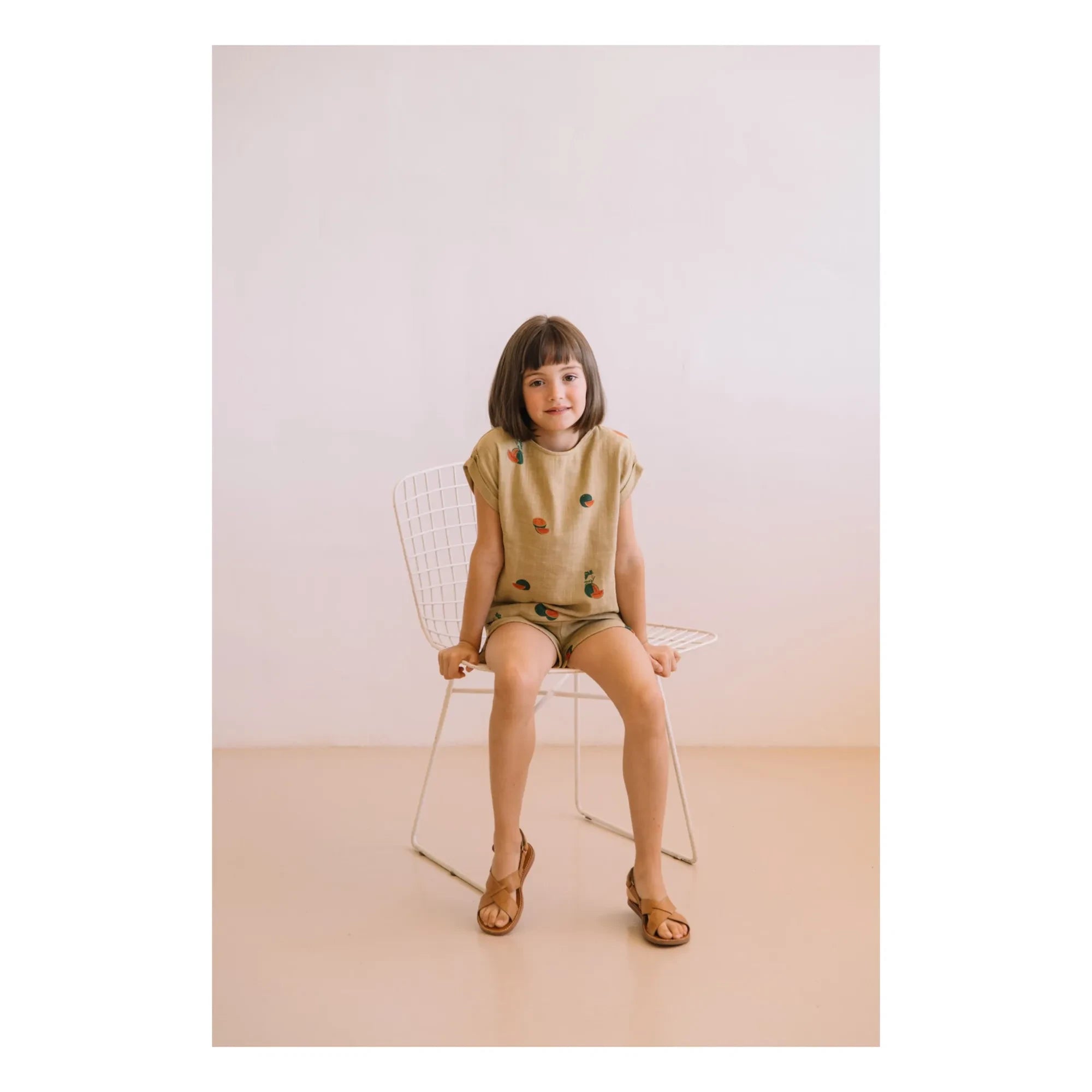 Studio Bohème - Praslin Watermelon Cotton Gauze T-Shirt | Sage
