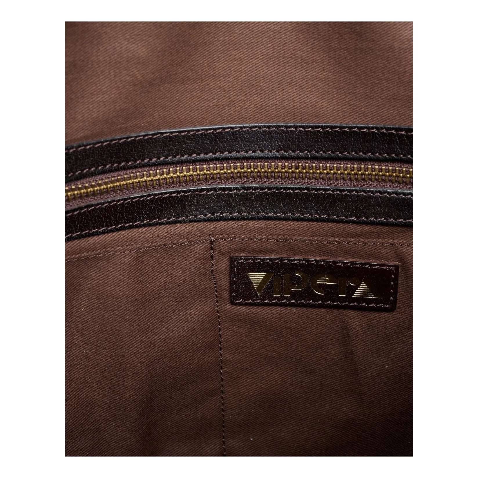 Vipera - Pillow Patch Leather Clutch | Chocolate