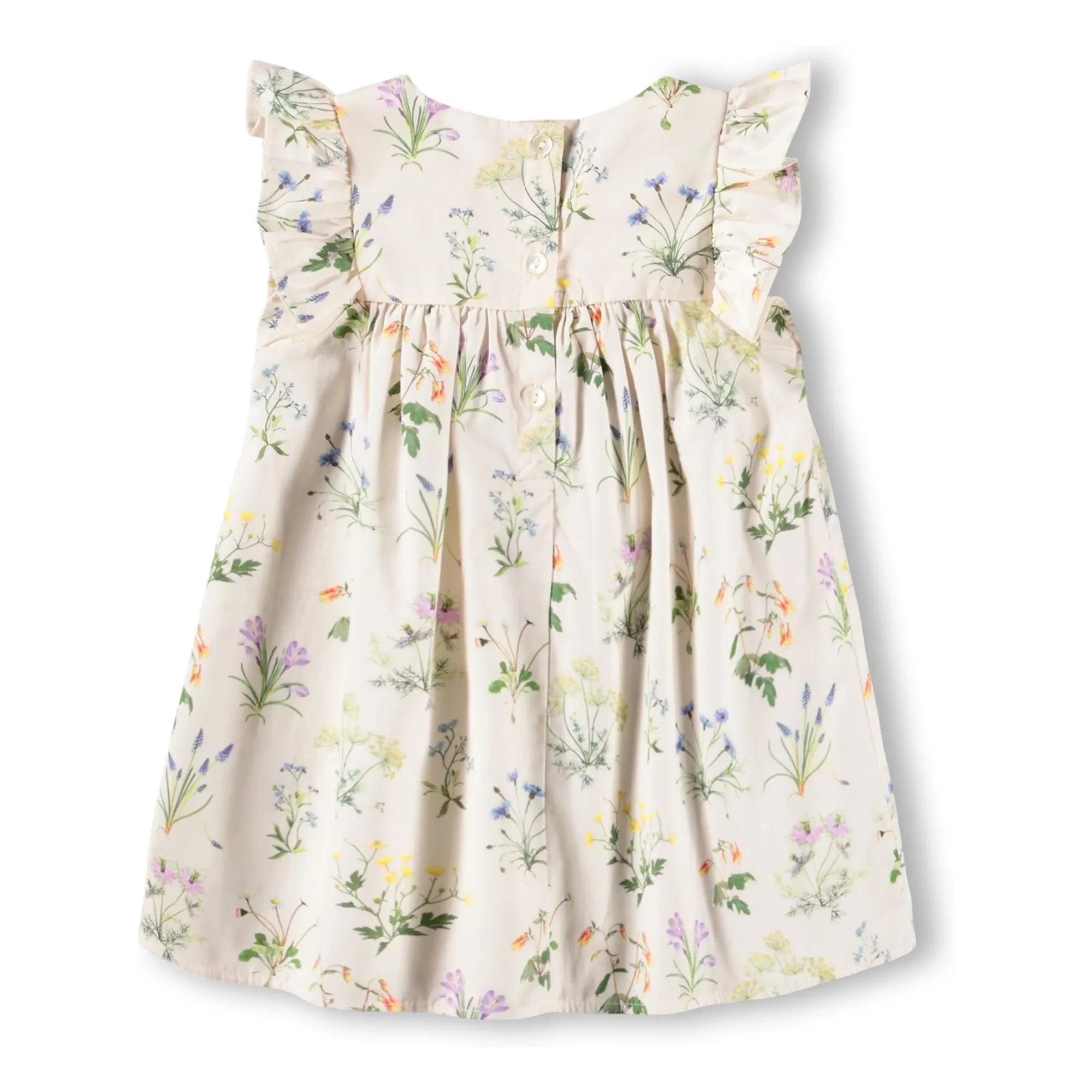 Molo - Cacao Fleurie Organic Cotton Ruffled Dress | Ivory