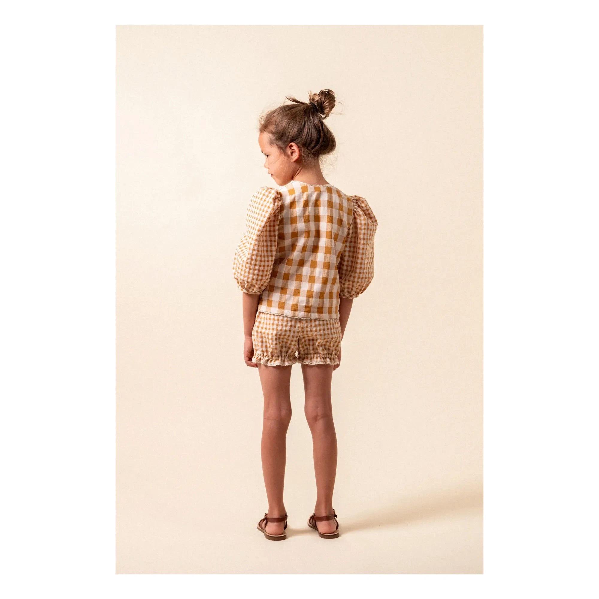 birinit - Organic cotton Vichy shorts | Caramel