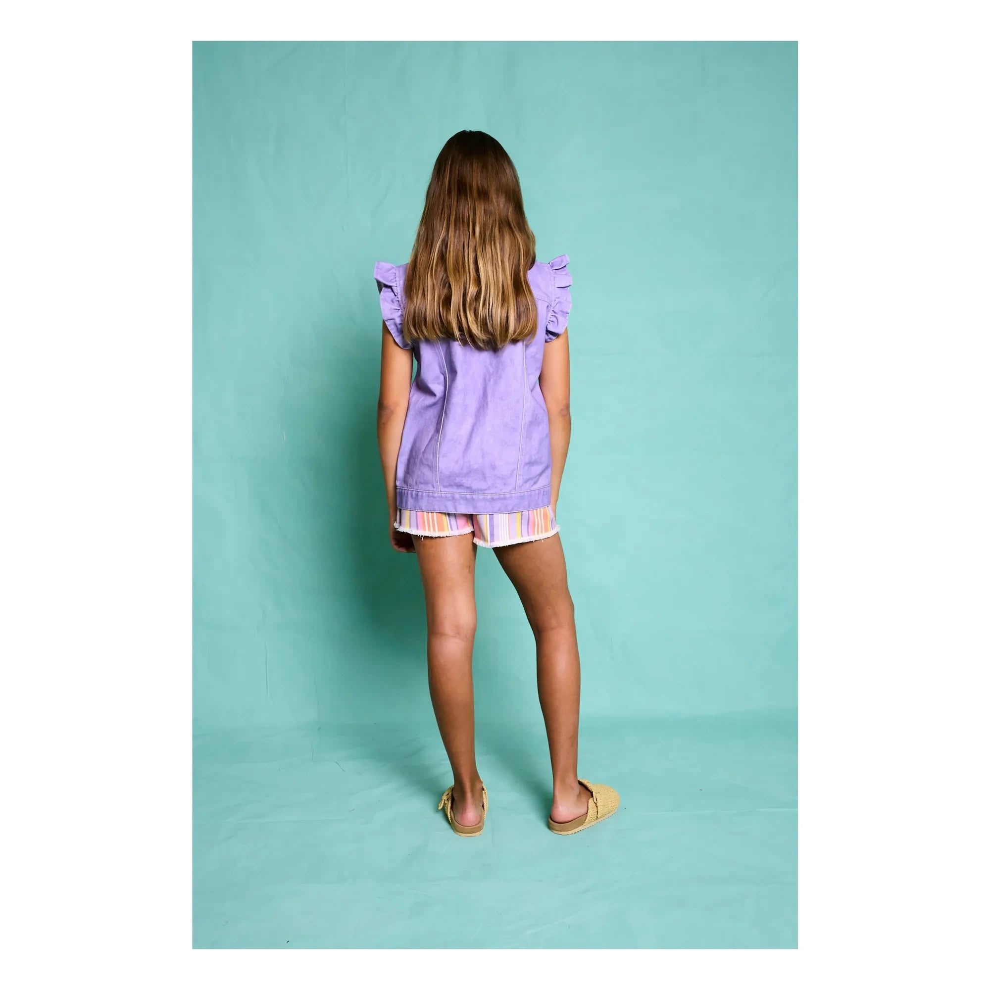 Favorite People - Ricotta Striped Shorts | Purple