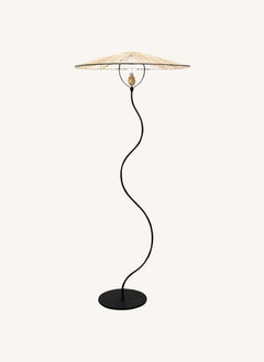 Honoré - Kaa Metal and Raffia Floor Lamp | Black