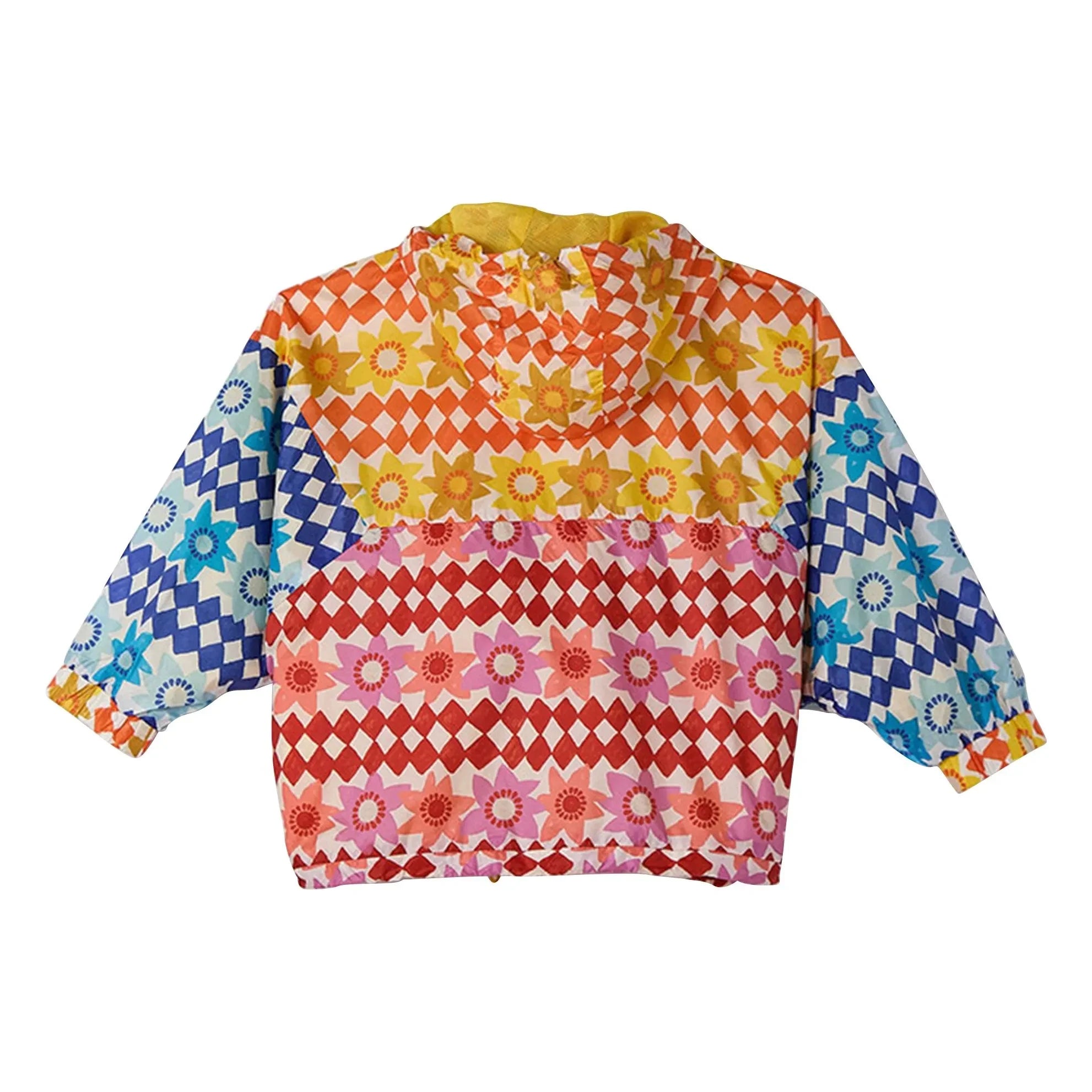 Fabula - Damier Fleurs Rüzgarlık | Turuncu