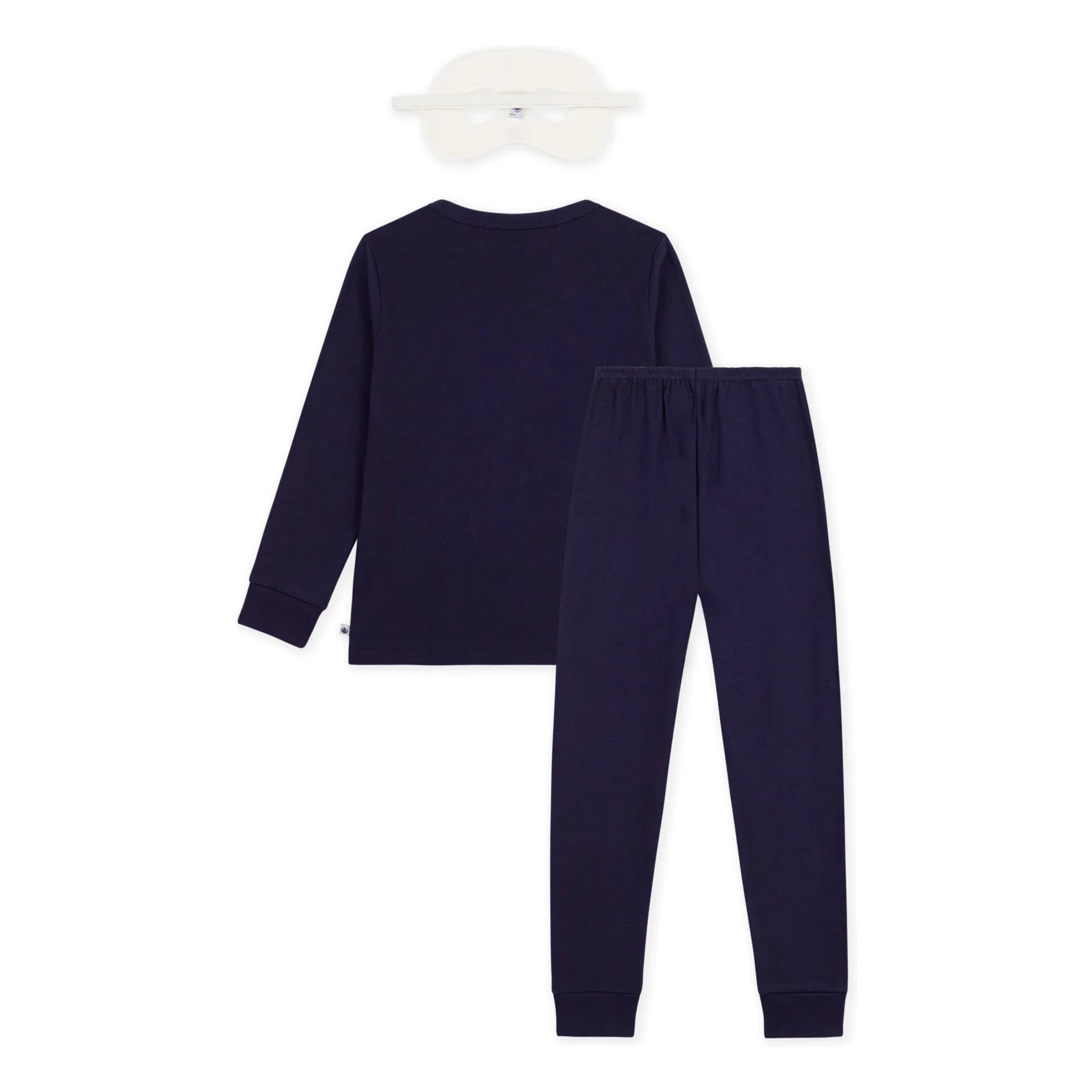 Petit Bateau - Organik Pamuk İskelet Pijama ve Maske Seti | Gece mavisi