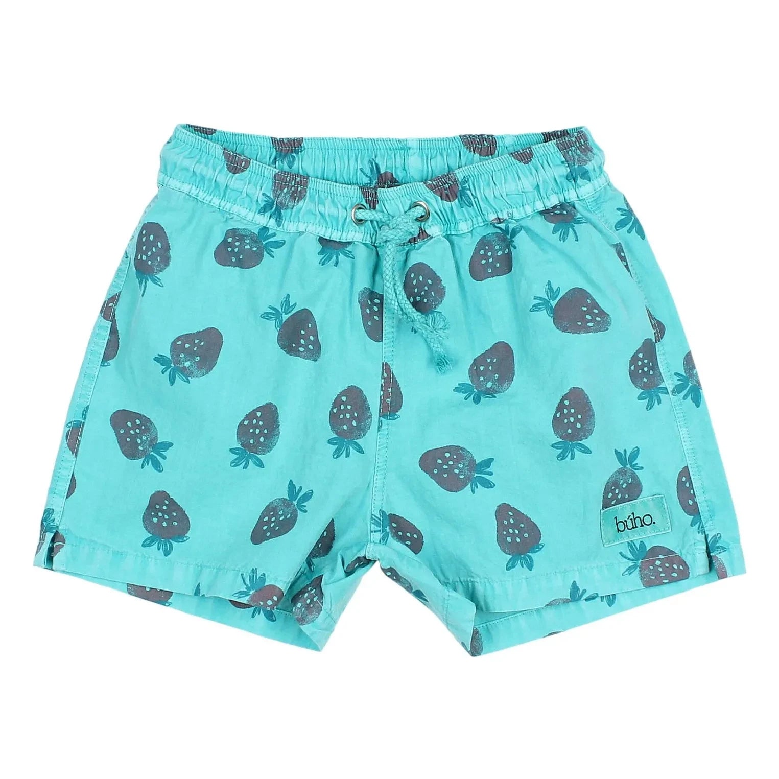 Búho - Strawberry Poplin Organic Cotton Swimsuit Shorts | Turquoise