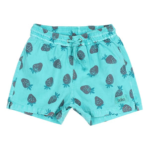 Búho - Strawberry Poplin Organic Cotton Swimsuit Shorts | Turquoise