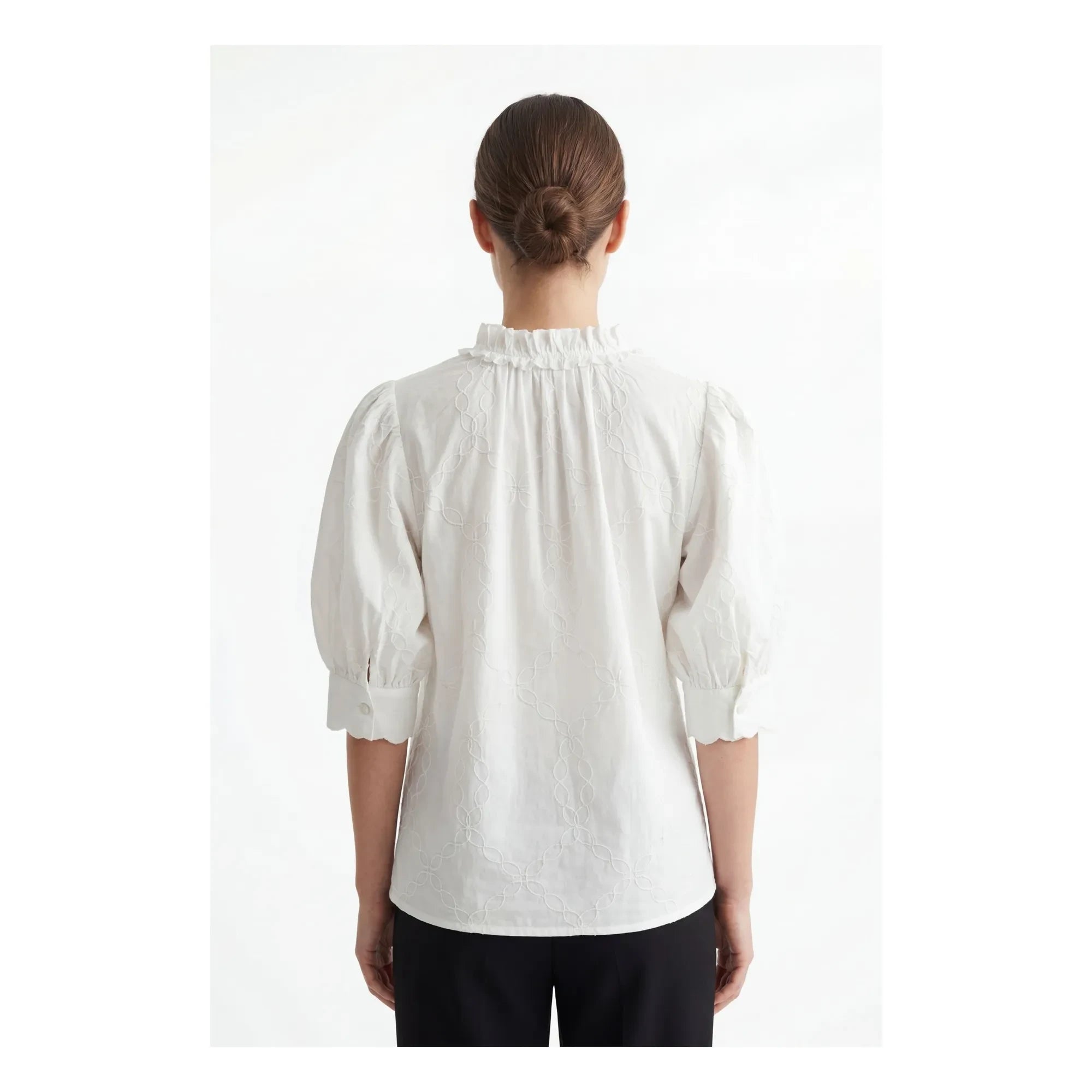 BELLEPIECE - Belem Embroidered Cotton Blouse | White