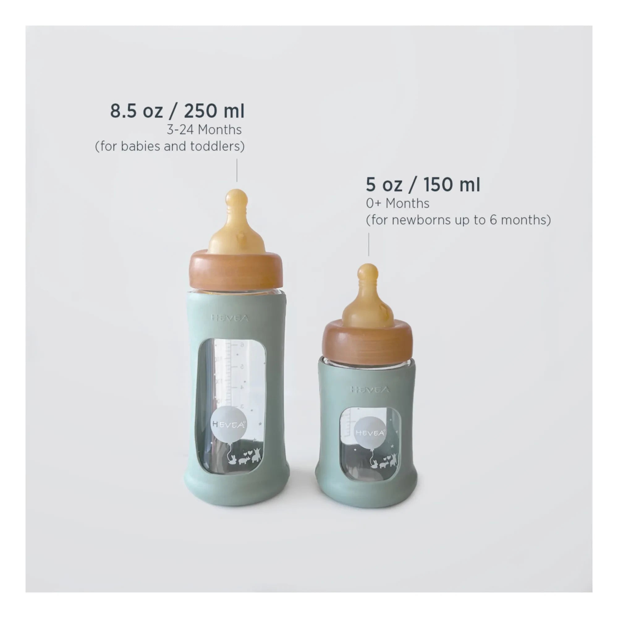 Hevea - Medium Flow Wide Mouth Glass Bottle Protector Sleeve | Olive Green
