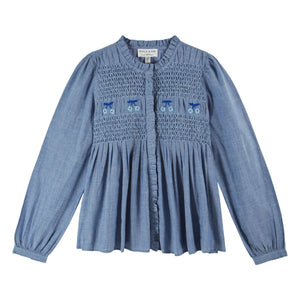 Emile et Ida - Blue Chambray Cotton Blouse | Blue