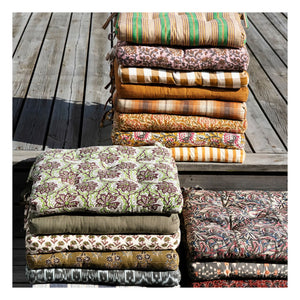 Madame Stoltz - Cotton chair cushion with floral print | Mustard