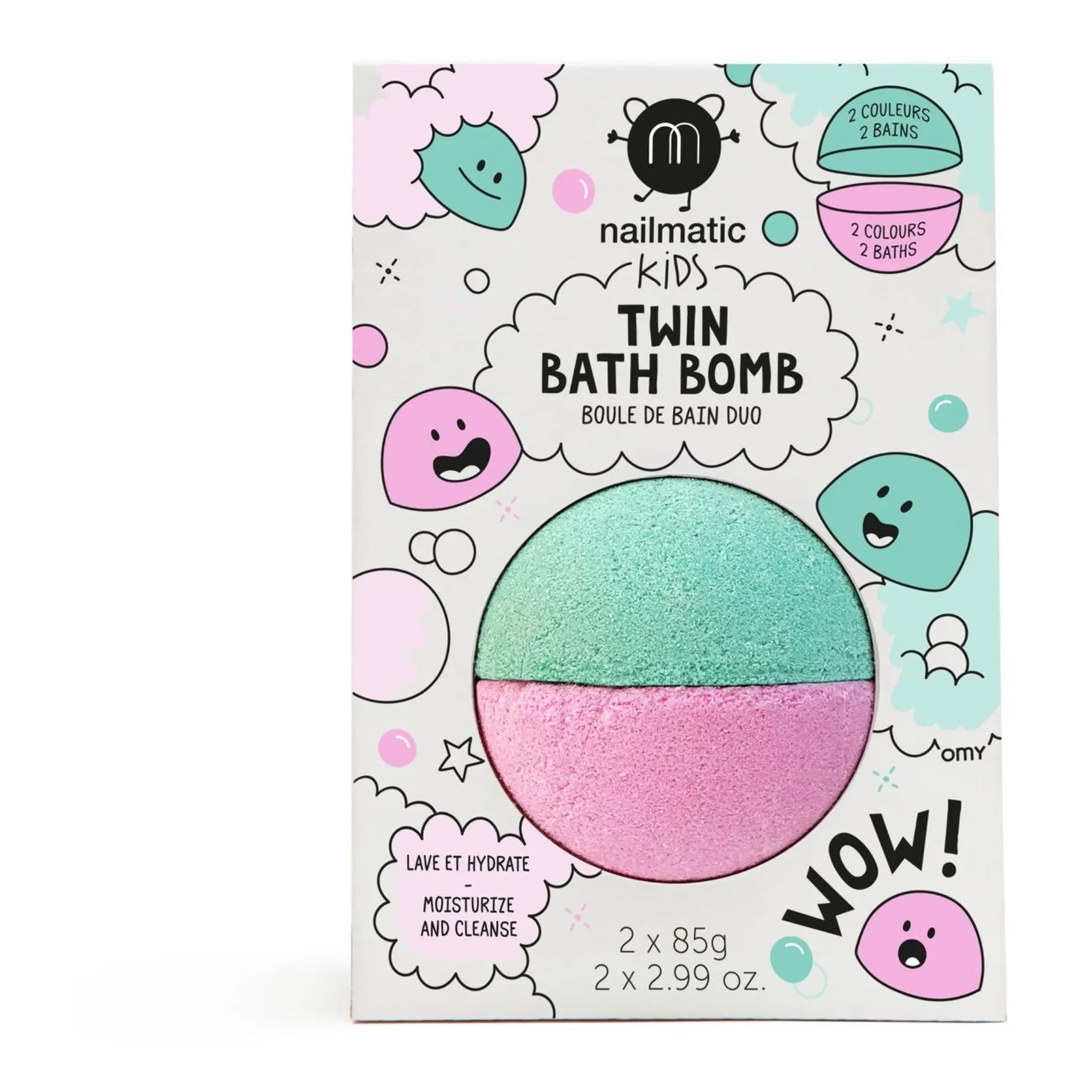Nailmatic Kids - Pink and Lagoon Green Double Bath Bomb
