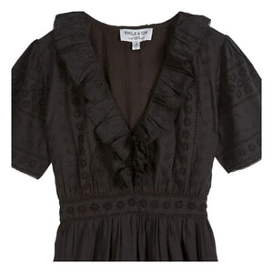 Emile et Ida - Broderie Anglaise Cotton Dress | Black