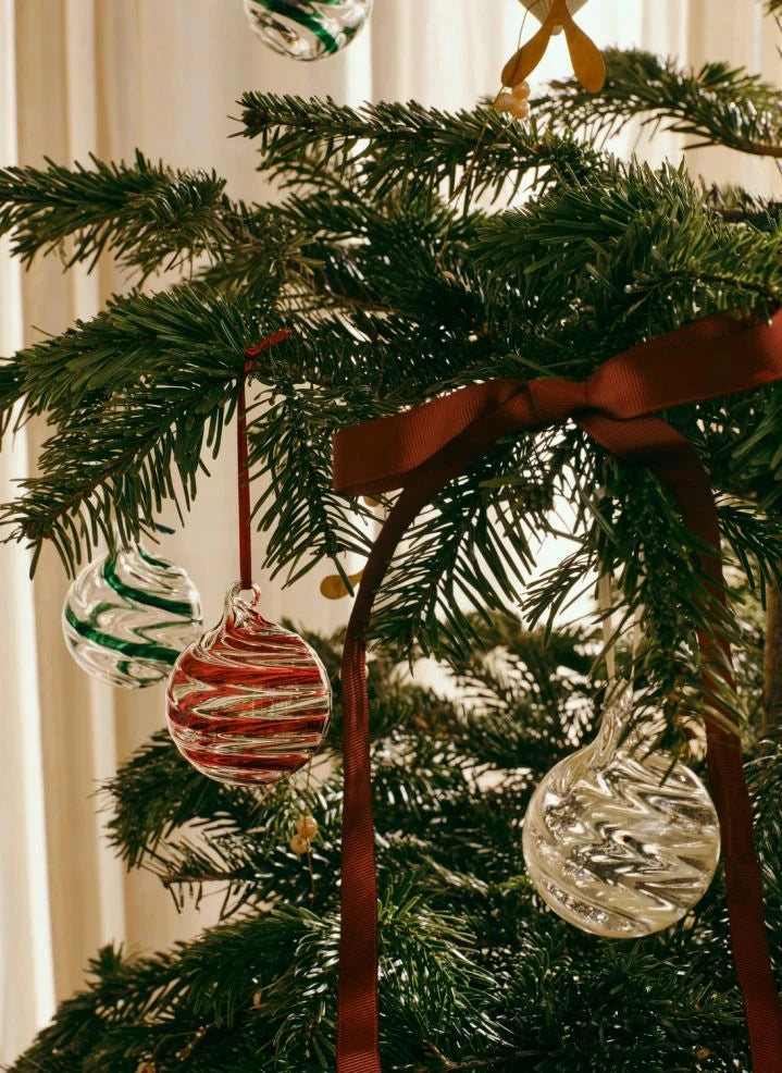 Broste Copenhagen - Cam Sarmal Noel Süsleri — 3'lü Set | Kırmızı