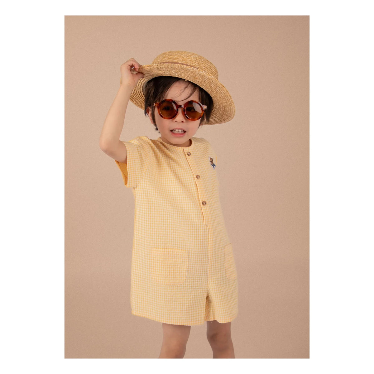 Loir - Arsène Vichy Organic Cotton Romper | Yellow