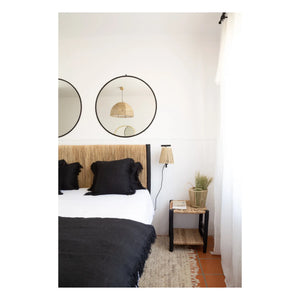 Cosydar - Palm Leaf and Raw Wood Headboard | Black