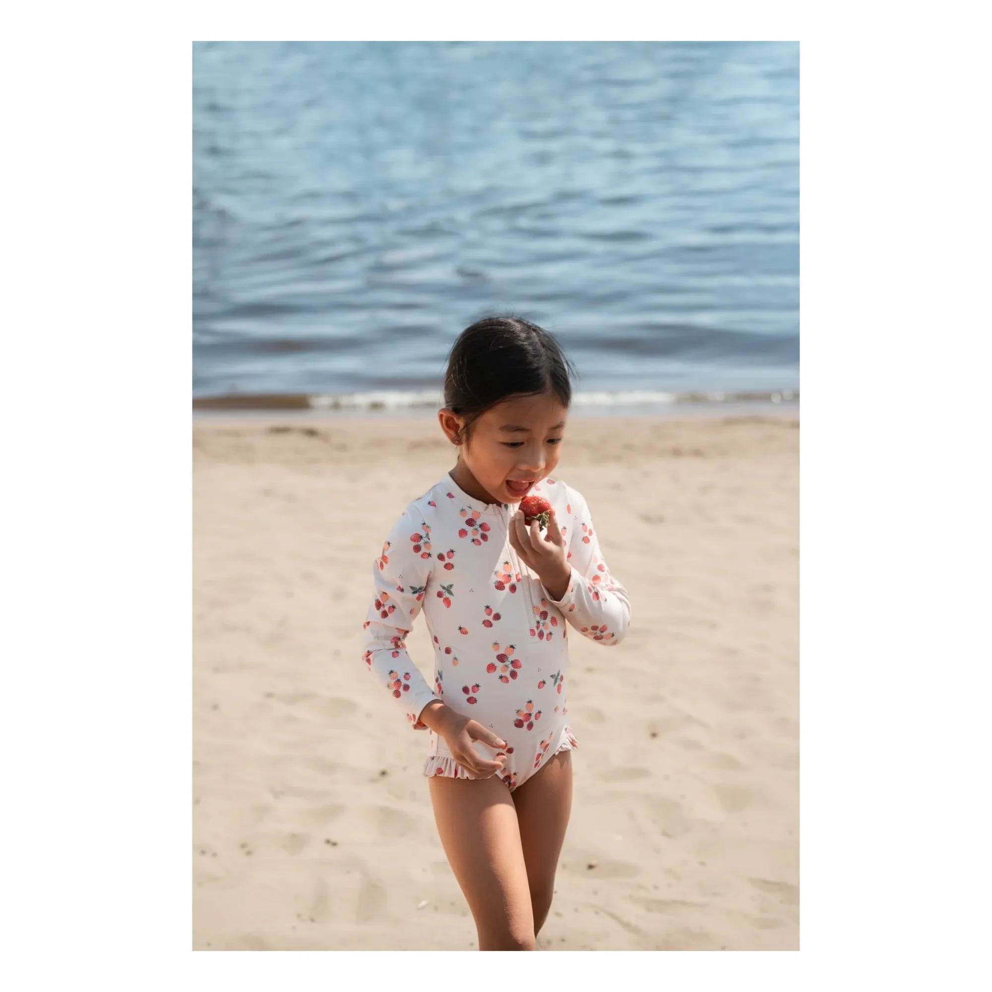 Petit Lem - Long Sleeve Swimsuit Strawberries Recycled Fibers | Pink