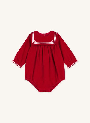 Petit Bateau - Organik pamuklu kadife tulum | Kırmızı