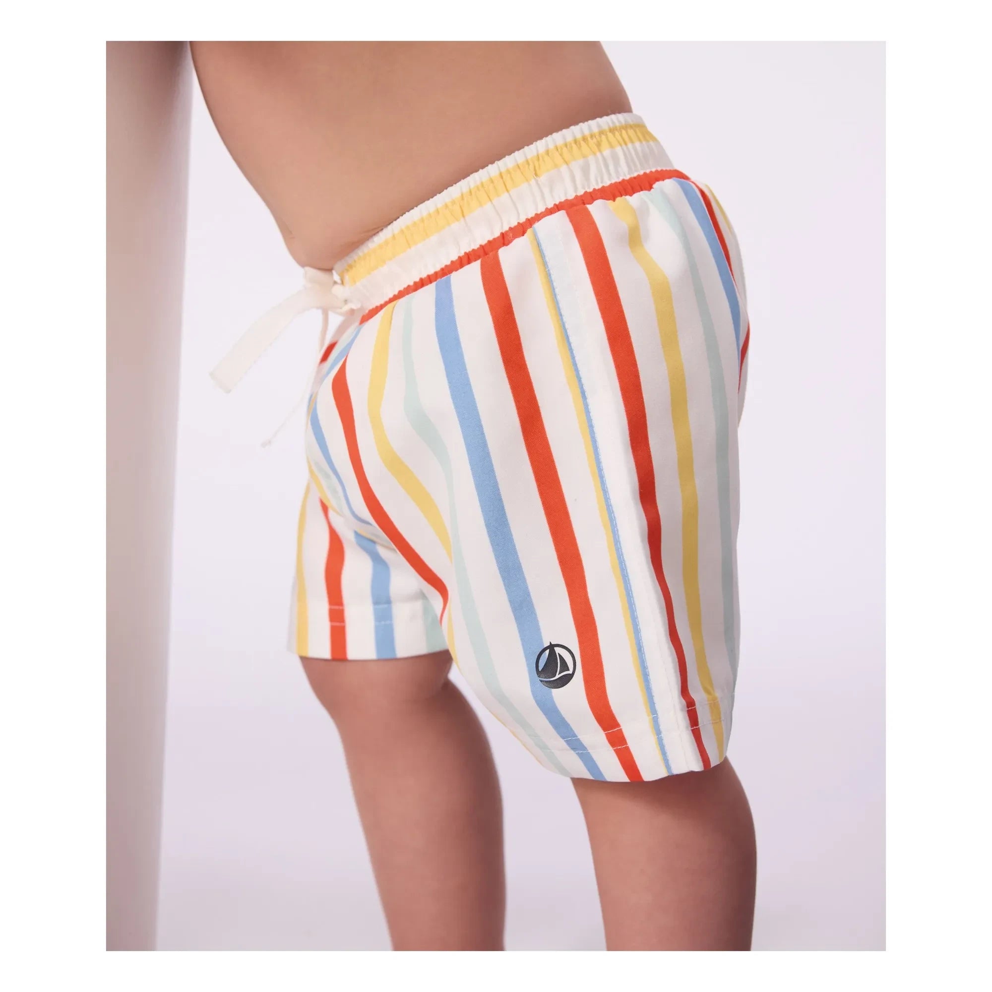 Petit Bateau - Baby Striped Recycled Fiber Swim Shorts | White