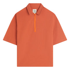 Homecore - Tajima Seer Zip Polo | Brick Red