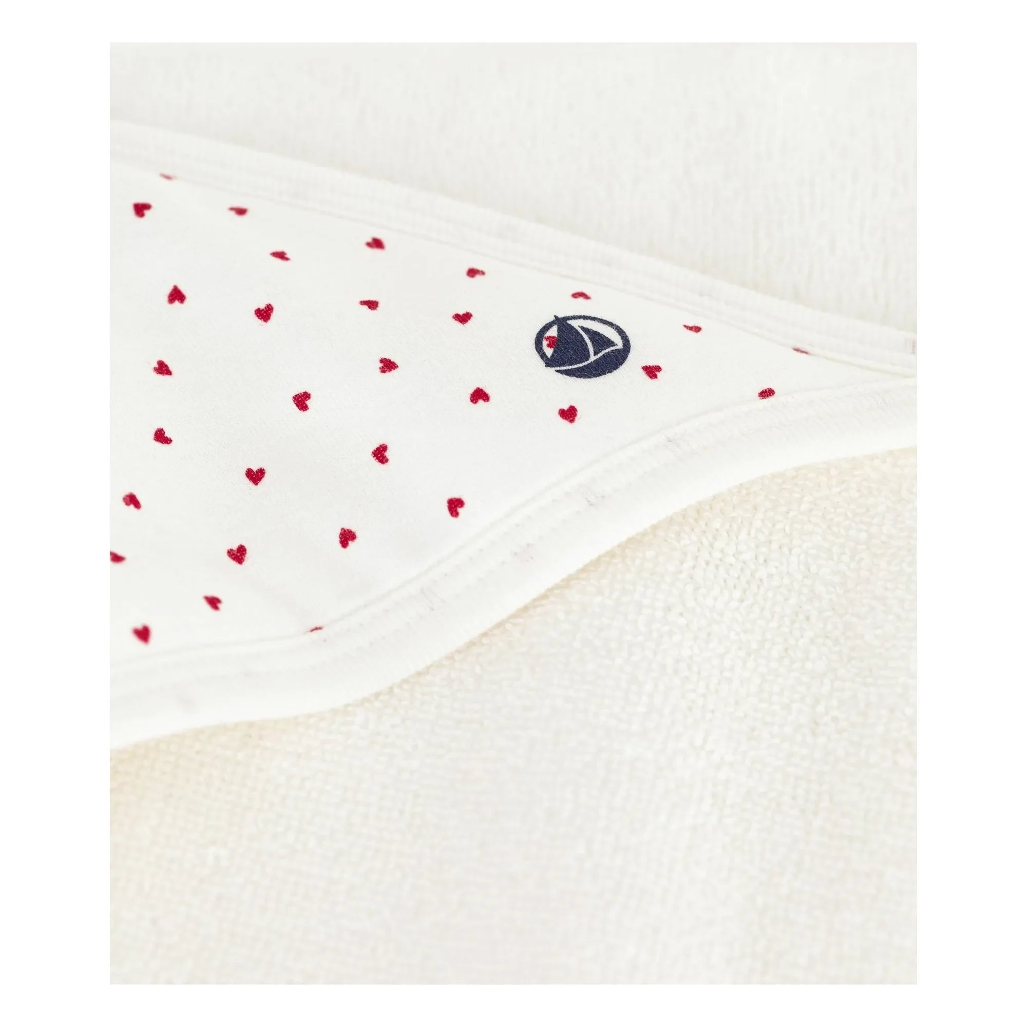 Petit Bateau - Kalp Desenli Banyo Pelerini | Beyaz