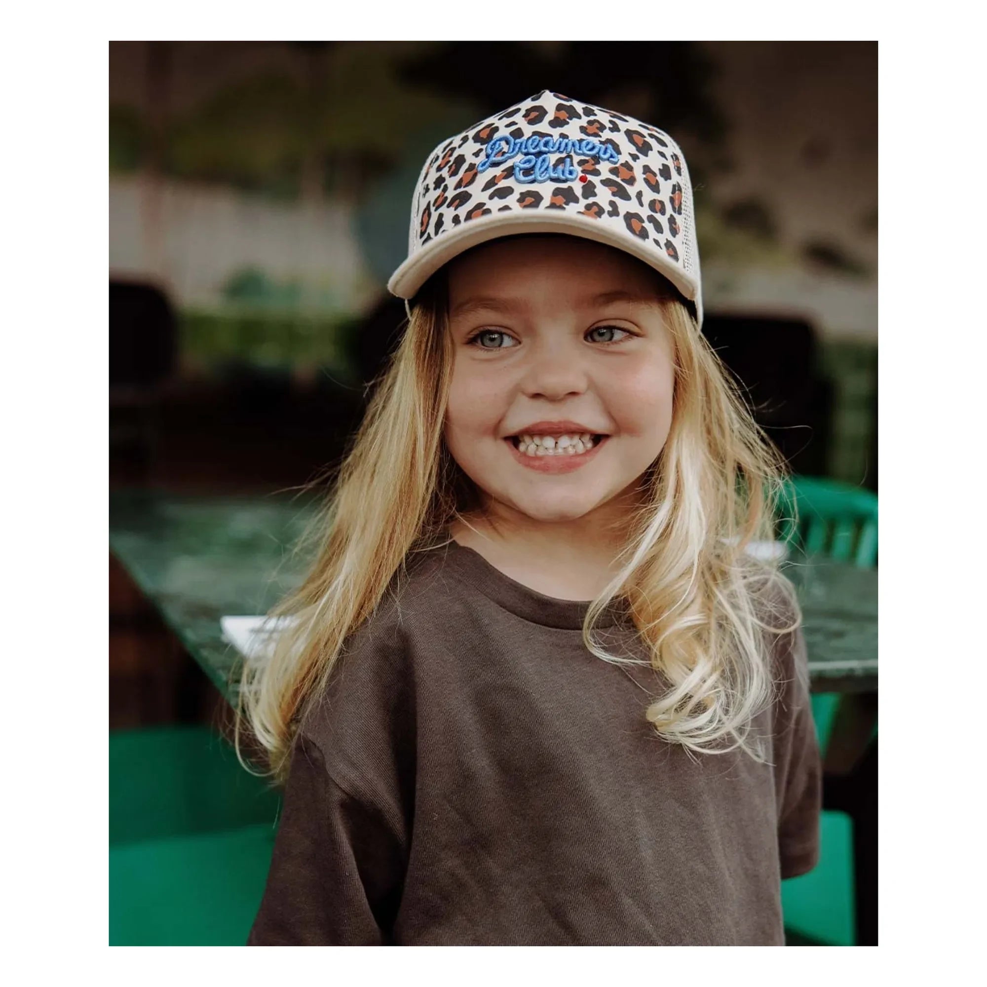 Hello Hossy - Trucker Leopard Curved Brim Hat Recycled Fibers | Cream