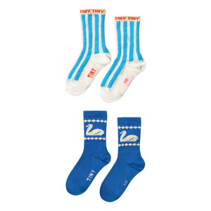Tinycottons - 2 Pairs of Swan Socks Set | Blue