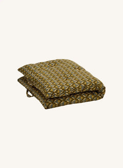 Madam Stoltz - Flower patterned cotton floor mat | Olive