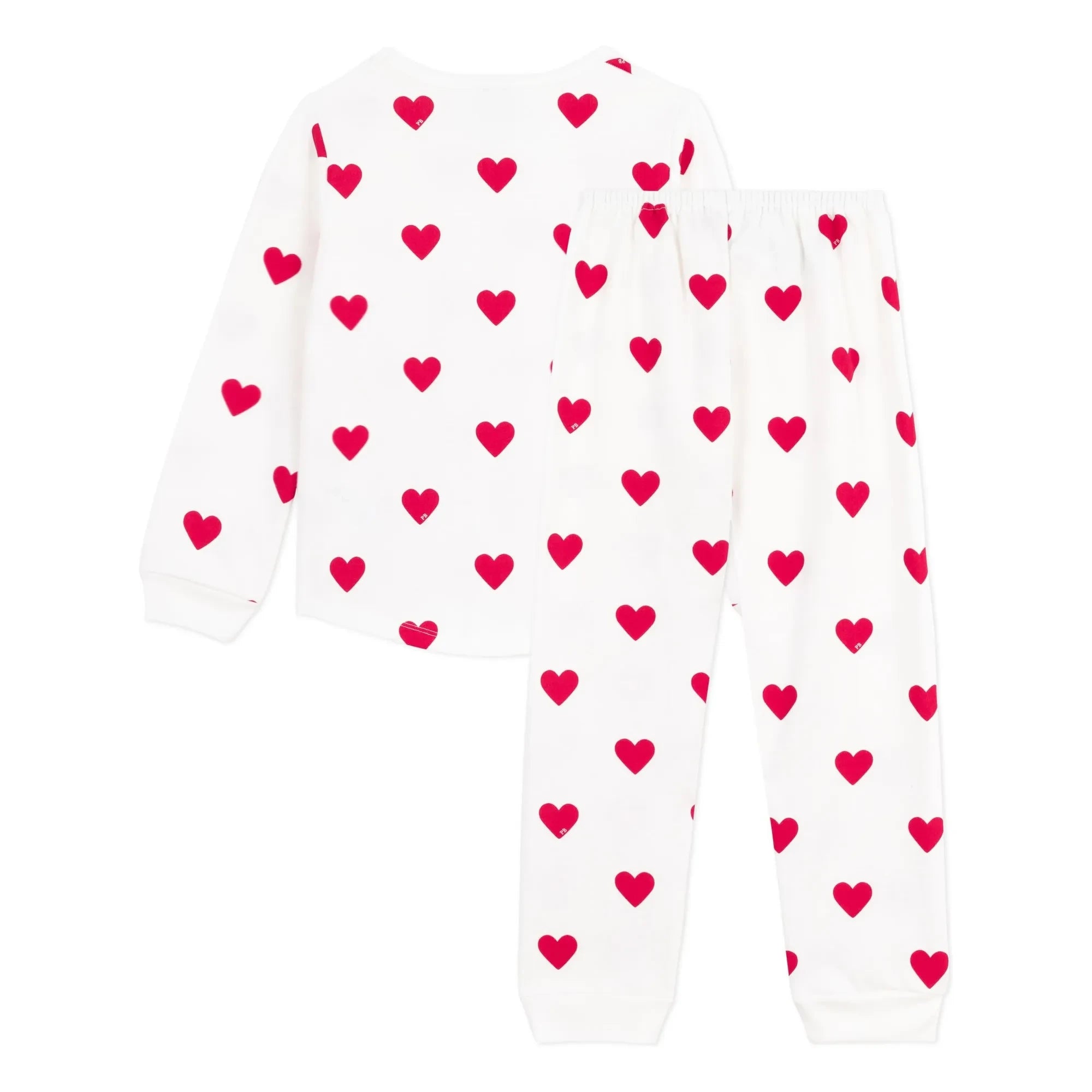 Petit Bateau - Heart-Shaped Fleece Pajamas | Ecru