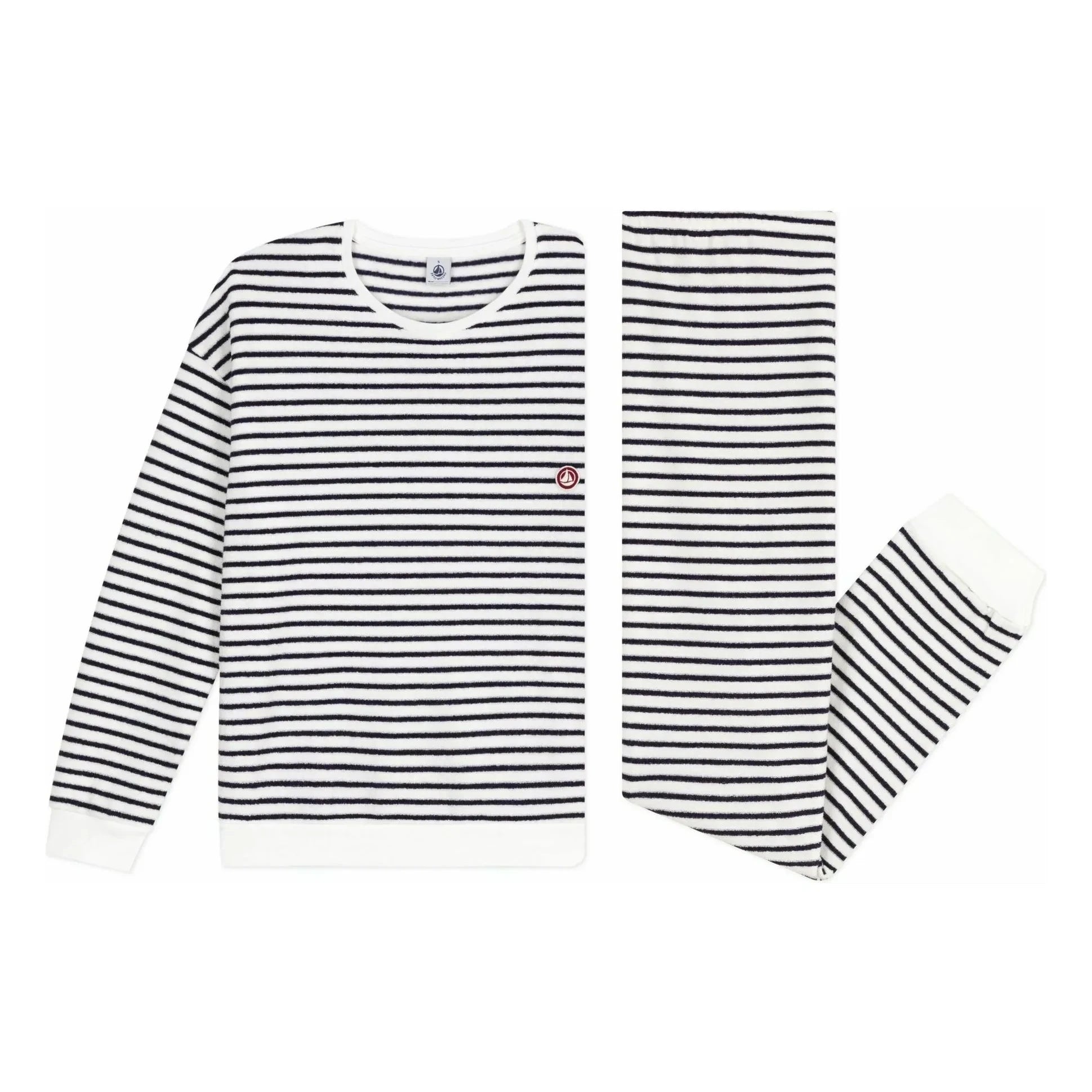 Petit Bateau - Striped Towel Pajamas | Ecru