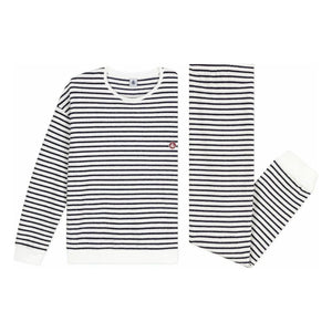 Petit Bateau - Striped Towel Pajamas | Ecru