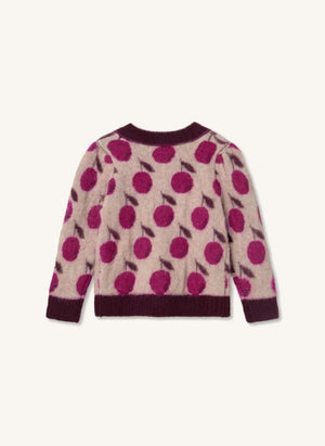 Fliink - Star Cherries Alpaca Wool Cardigan | Pink