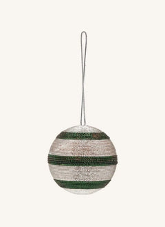 Anna + Nina - Green Striped Sparkling Christmas Ornaments | Green