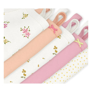 Petit Bateau - Pack of 5 Floral Patterned Sleeveless Bodysuits | White
