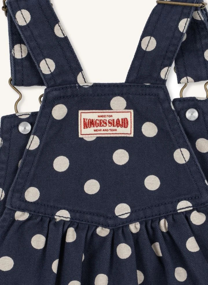 Konges Sløjd - Organik Pamuk Denim Nola Puantiyeli Elbise | Koyu Mavi