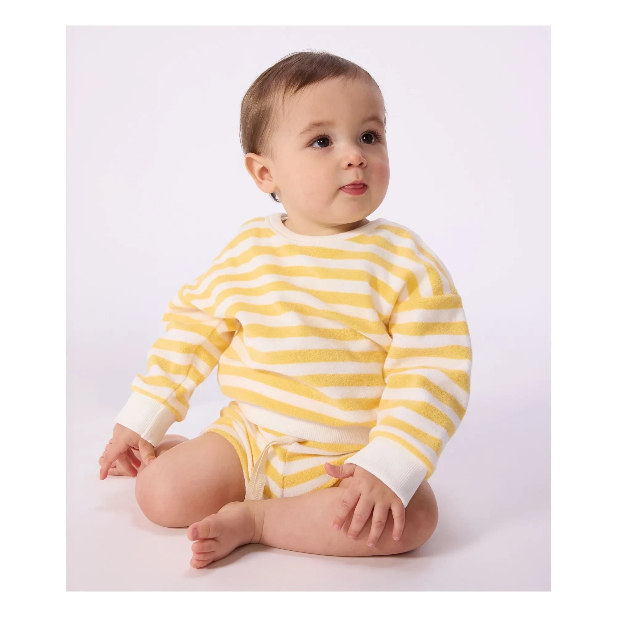 Petit Bateau - Terry Striped Sweatshirt | Yellow