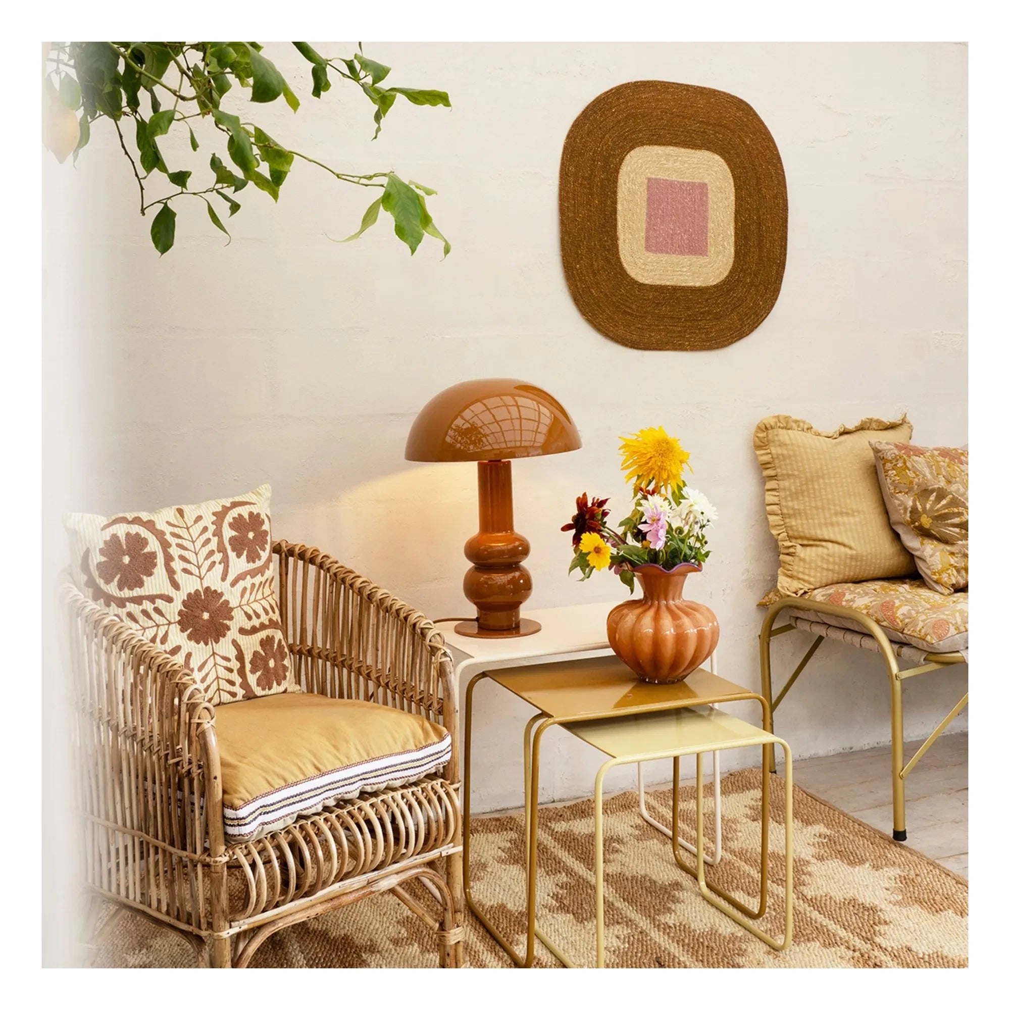 Madam Stoltz - Suzani Embroidered Cushion Cover | Brown