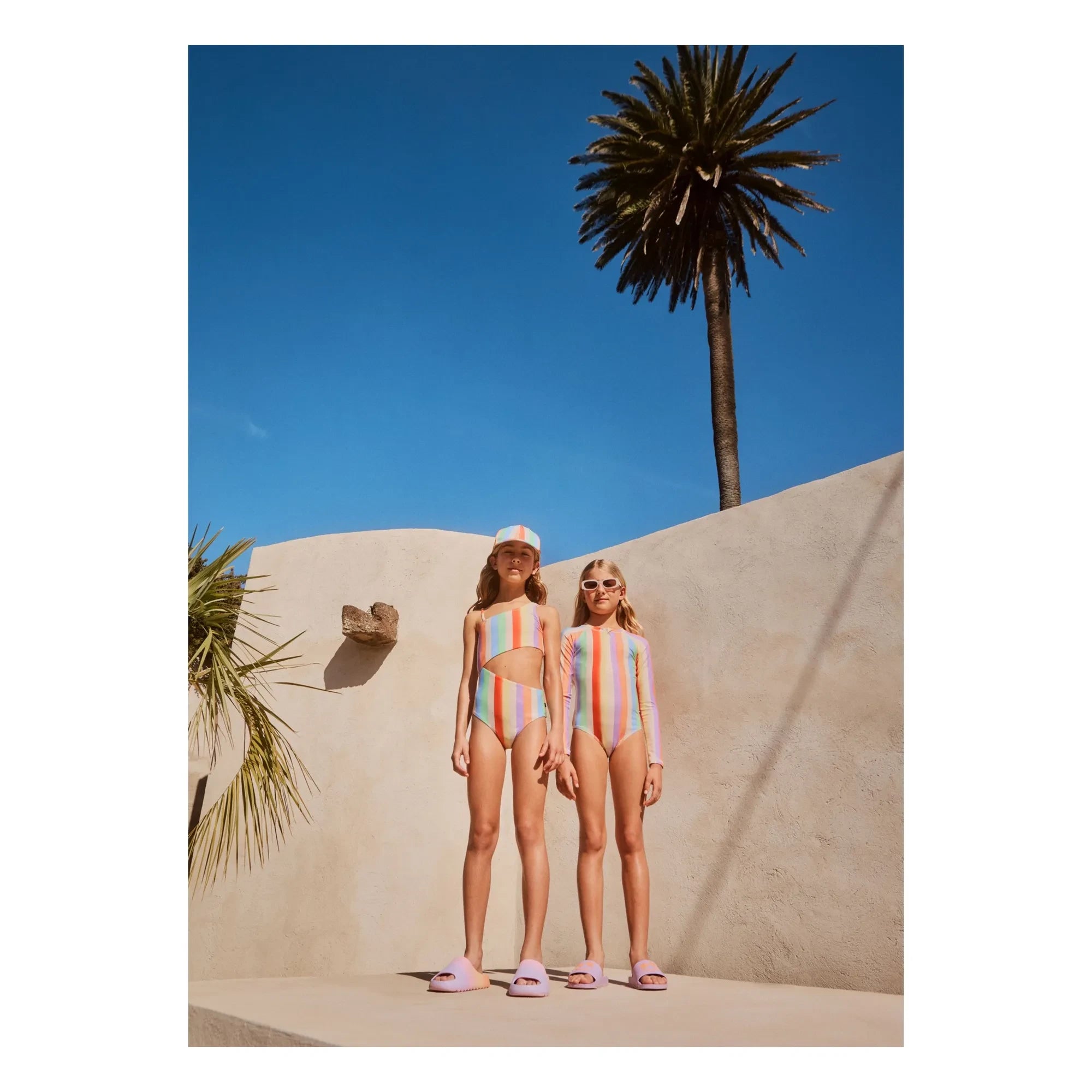Molo - Necky Striped Swimsuit Made from Recycled Fibers | Orange
