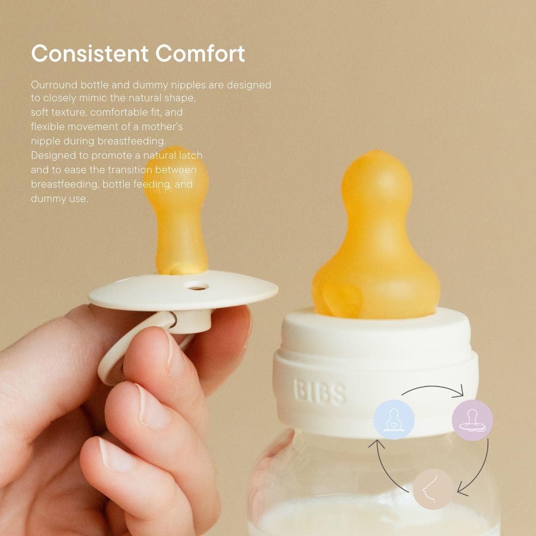 BIBS Baby Glass Bottle Complete Set - Ivory-Baby Bottles-Ivory-110ml | Natural Baby Shower