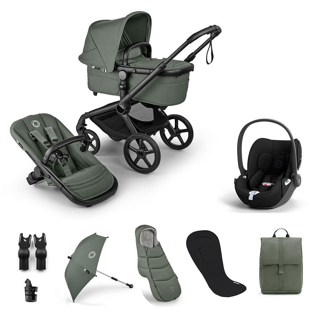 Bugaboo Fox 5 Renew Ultimate + Cloud T Travel System-Travel Systems-Forest Green-No Base | Natural Baby Shower