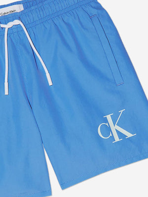 Calvin Klein Boys Logo Swim Shorts in Blue