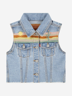 Levi's Girls Embroidered Gilet in Blue