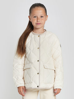 Moncler Enfant Girls Down Quilted Ursella Jacket in Ivory