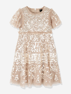 Needle & Thread Girls Aurora Dress in Beige
