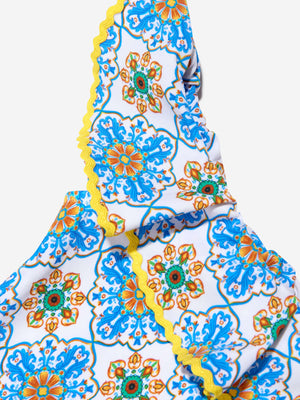 Nessi Byrd Girls Fenty Off Shoulder Swimsuit in Multicolour